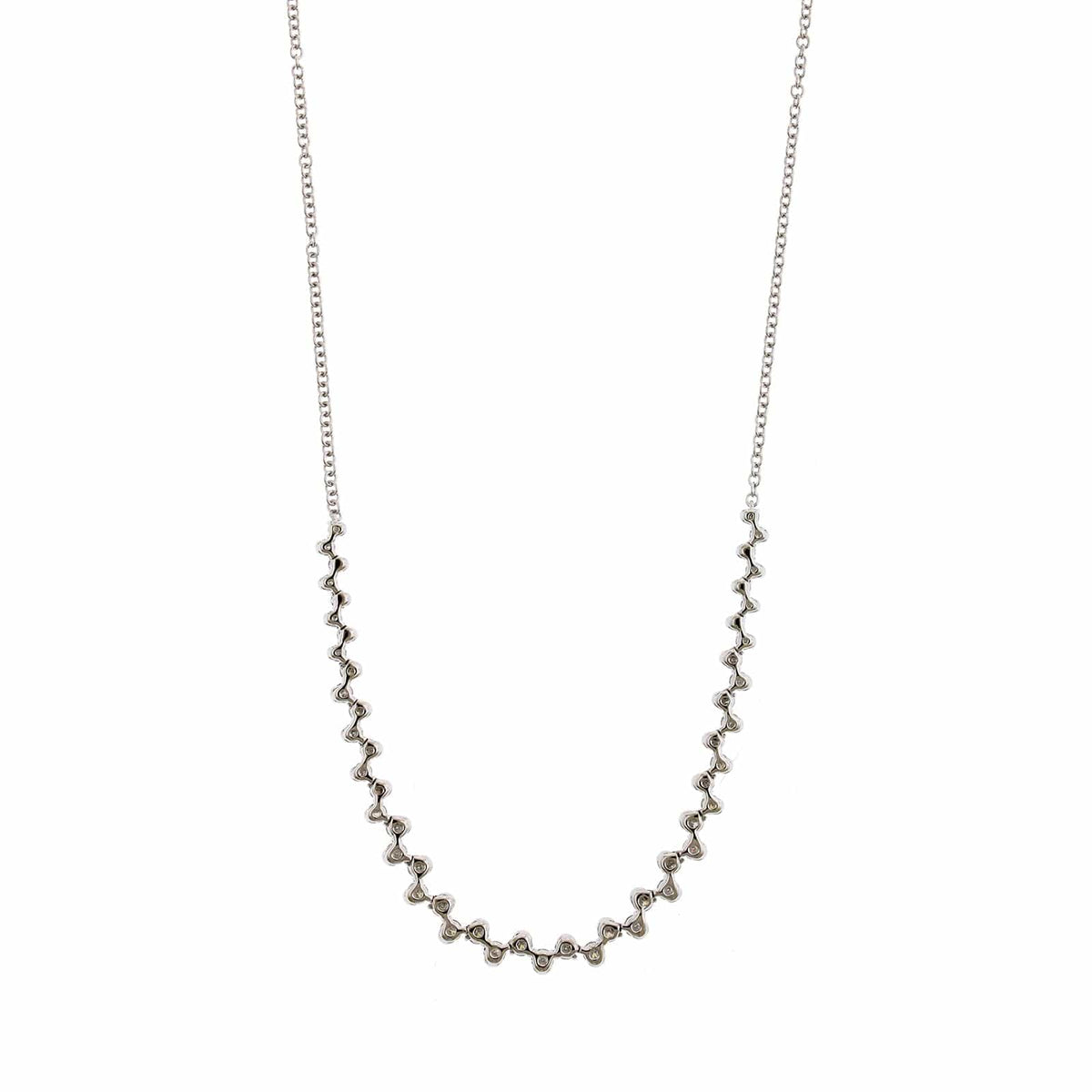14K White Gold Bezel Set Diamond Necklace