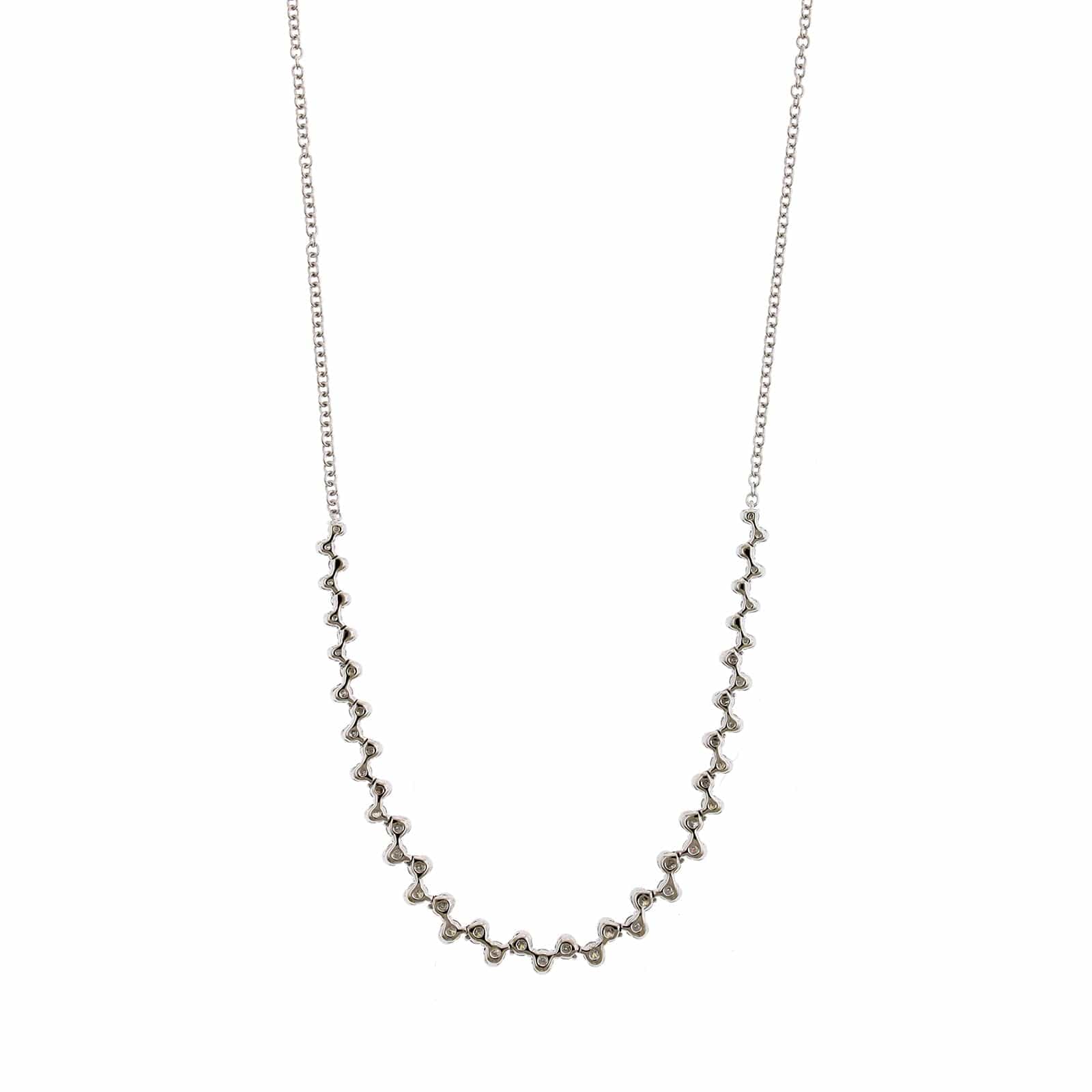 14K White Gold Bezel Set Diamond Necklace
