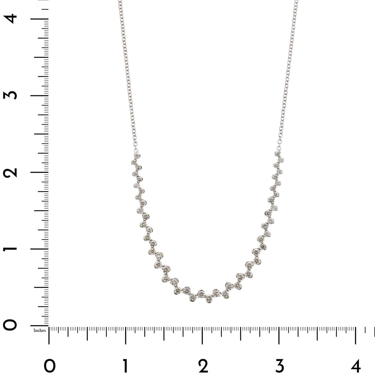 14K White Gold Bezel Set Diamond Necklace