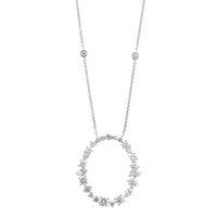 14K White Gold Diamonds By The Yard Open Oval Pendant Necklace