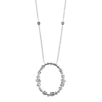 14K White Gold Diamonds By The Yard Open Oval Pendant Necklace