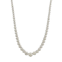 18K White Gold Hexagonal Diamond Tennis Necklace