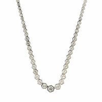 18K White Gold Hexagonal Diamond Tennis Necklace