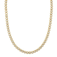 18K Yellow Gold Hexagonal Diamond Line Necklace