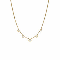 Petite Modern Renaissance® Station Chain Necklace 18K Yellow Gold with Diamonds, 3.4mm