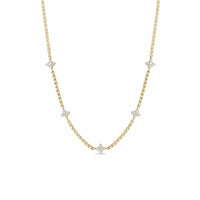 Zoe Chicco 14K Yellow Gold Five Diamond Station Necklace