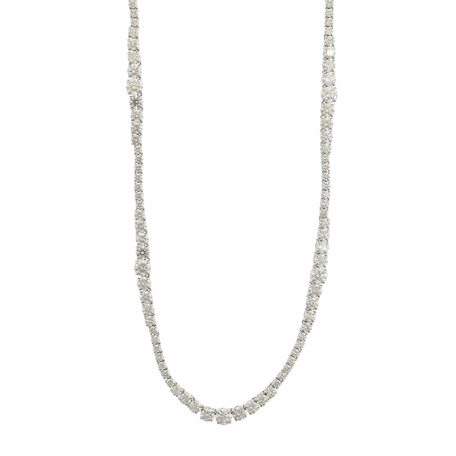 18K White Gold Diamond Tennis Wave Necklace