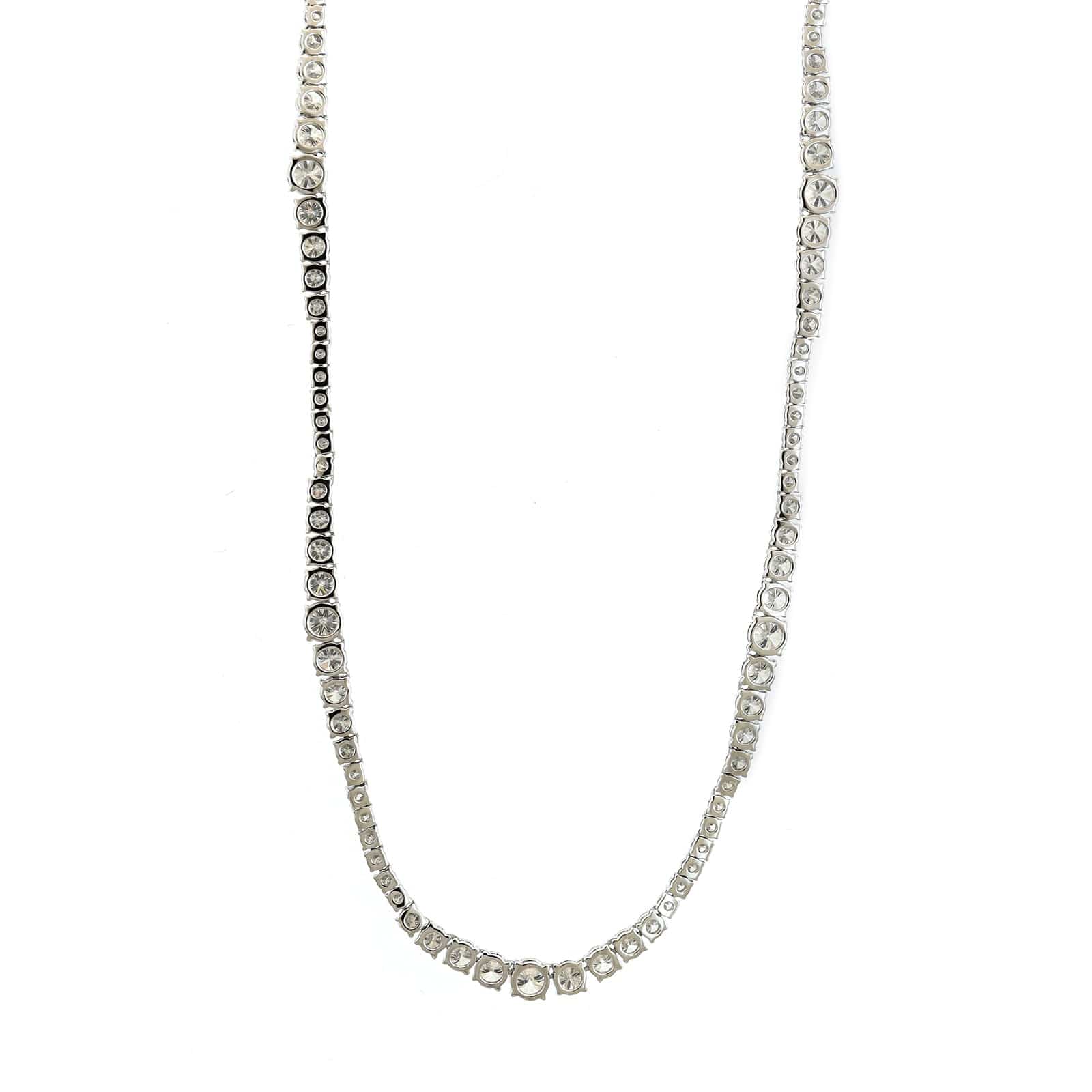 18K White Gold Diamond Tennis Wave Necklace