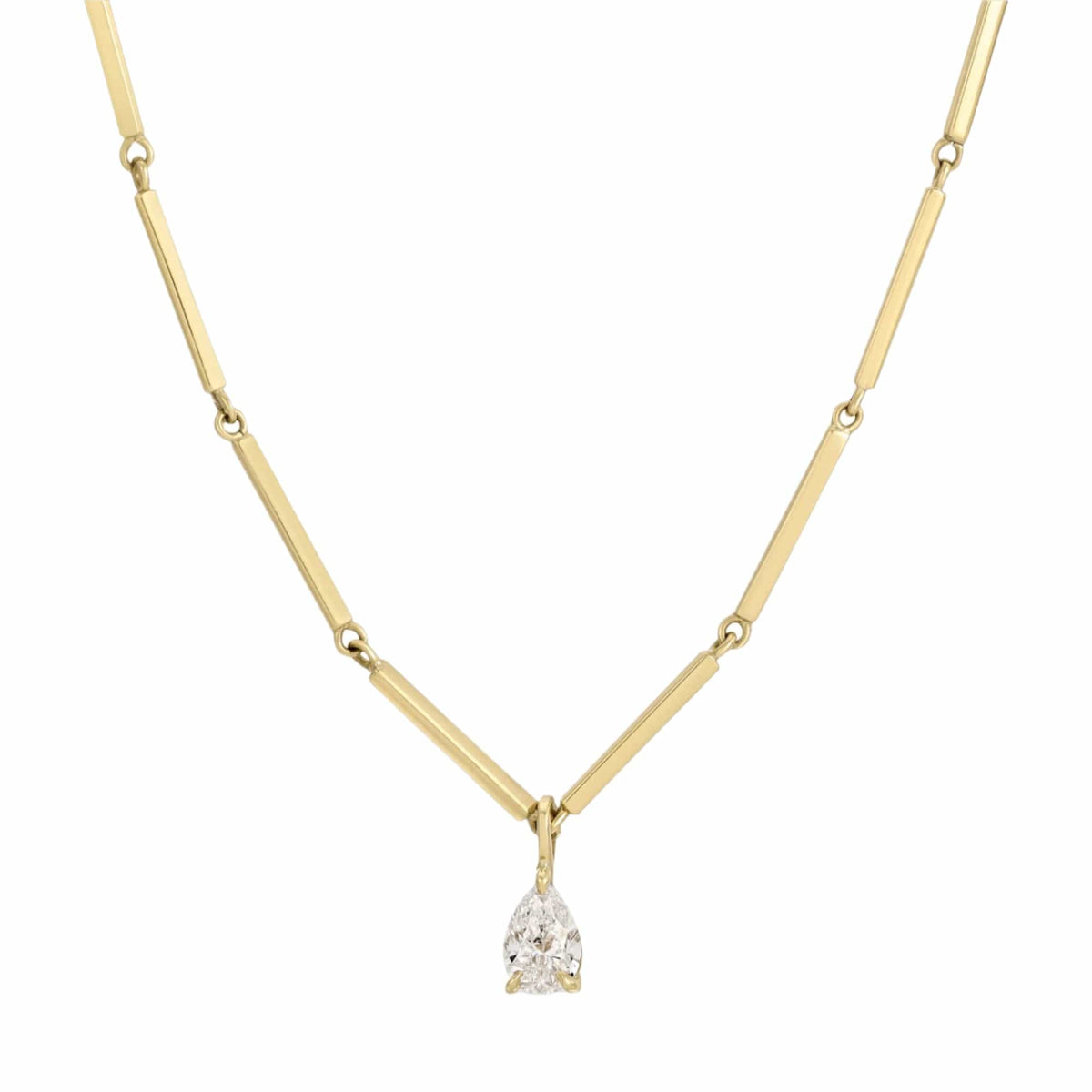 Anita Ko 18K Yellow Gold Pear Shaped Diamond Louise Bar Necklace