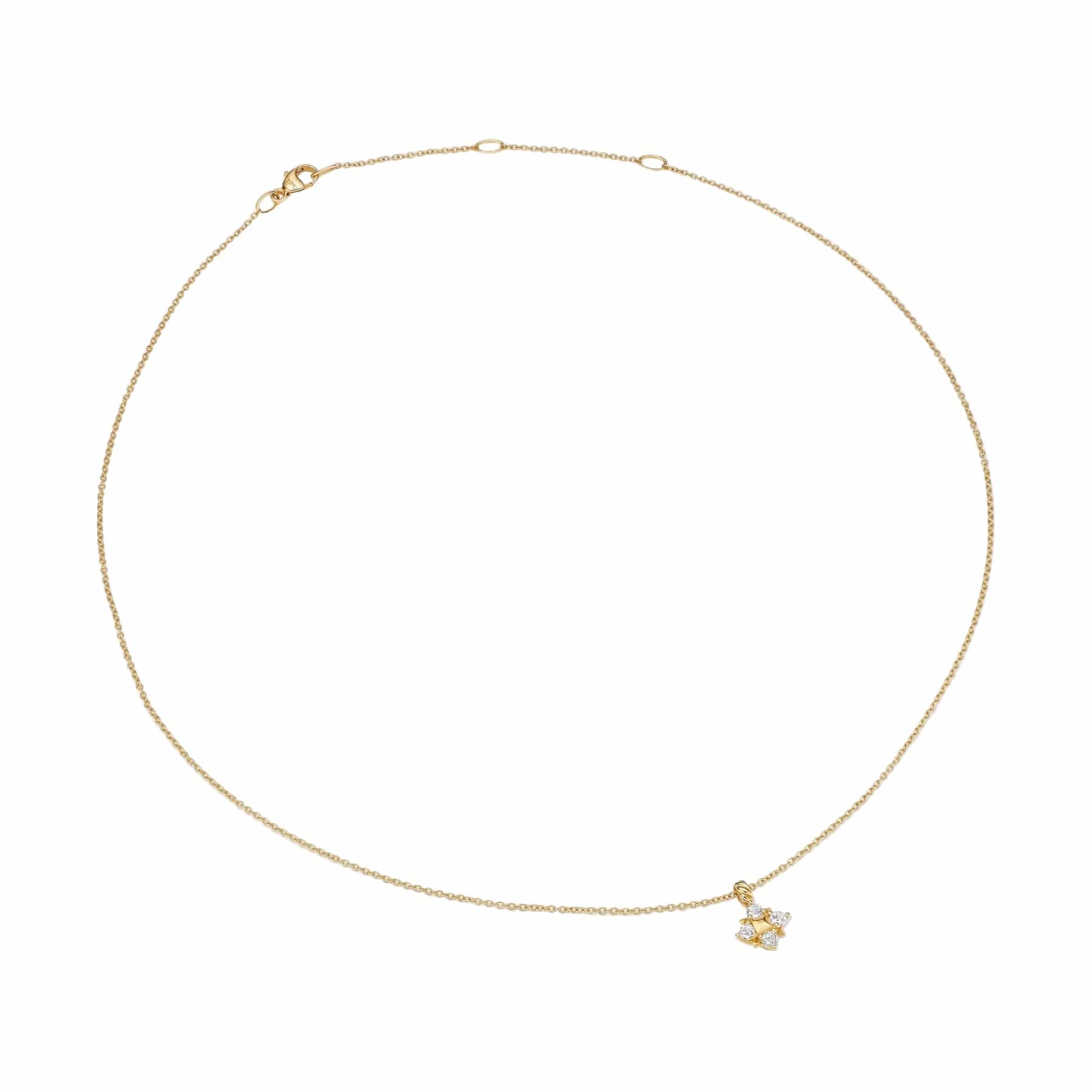 Petite Modern Renaissance® Pyramid Pendant Necklace 18K Yellow Gold with Diamonds, 10.9mm