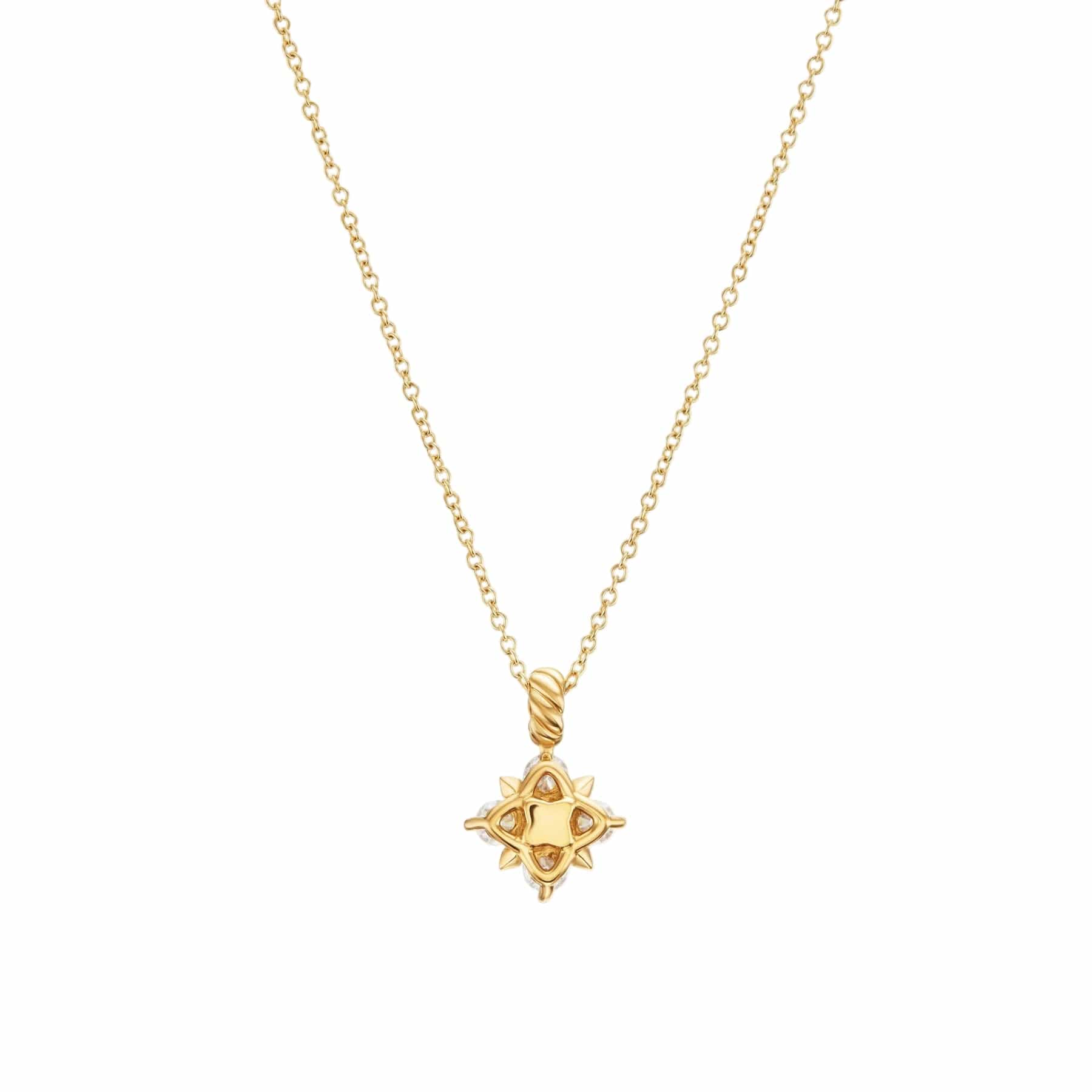 Petite Modern Renaissance® Pyramid Pendant Necklace 18K Yellow Gold with Diamonds, 10.9mm