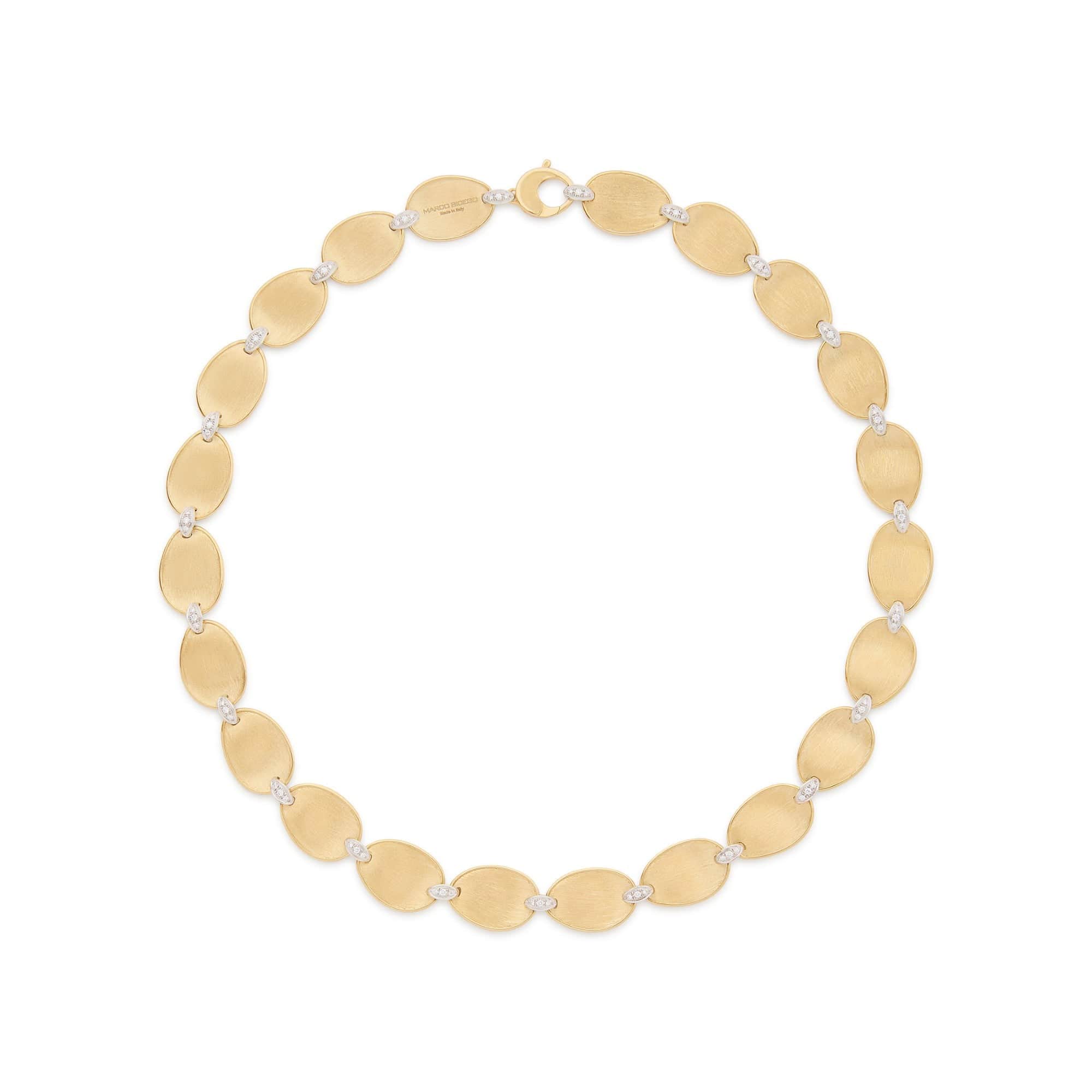 Marco Bicego 18K Yellow Gold Lunaria Pave Diamond Link Necklace