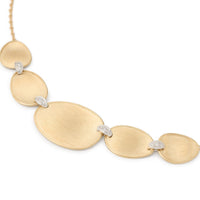 Marco Bicego 18K Yellow Gold Lunaria Leaf and Pave Diamond Link Necklace