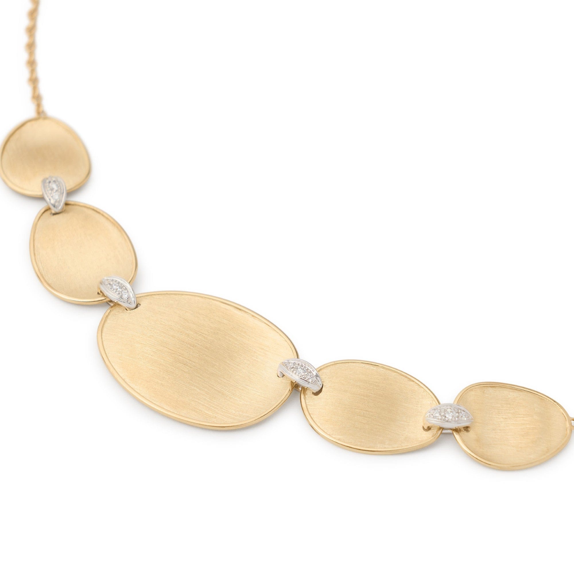 Marco Bicego 18K Yellow Gold Lunaria Leaf and Pave Diamond Link Necklace