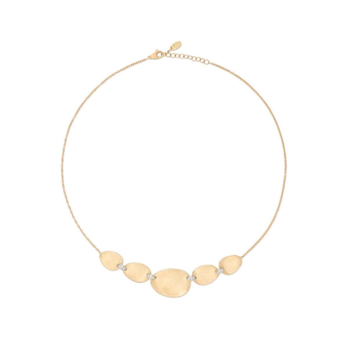 Marco Bicego 18K Yellow Gold Lunaria Leaf and Pave Diamond Link Necklace