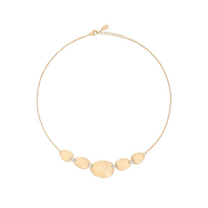 Marco Bicego 18K Yellow Gold Lunaria Leaf and Pave Diamond Link Necklace