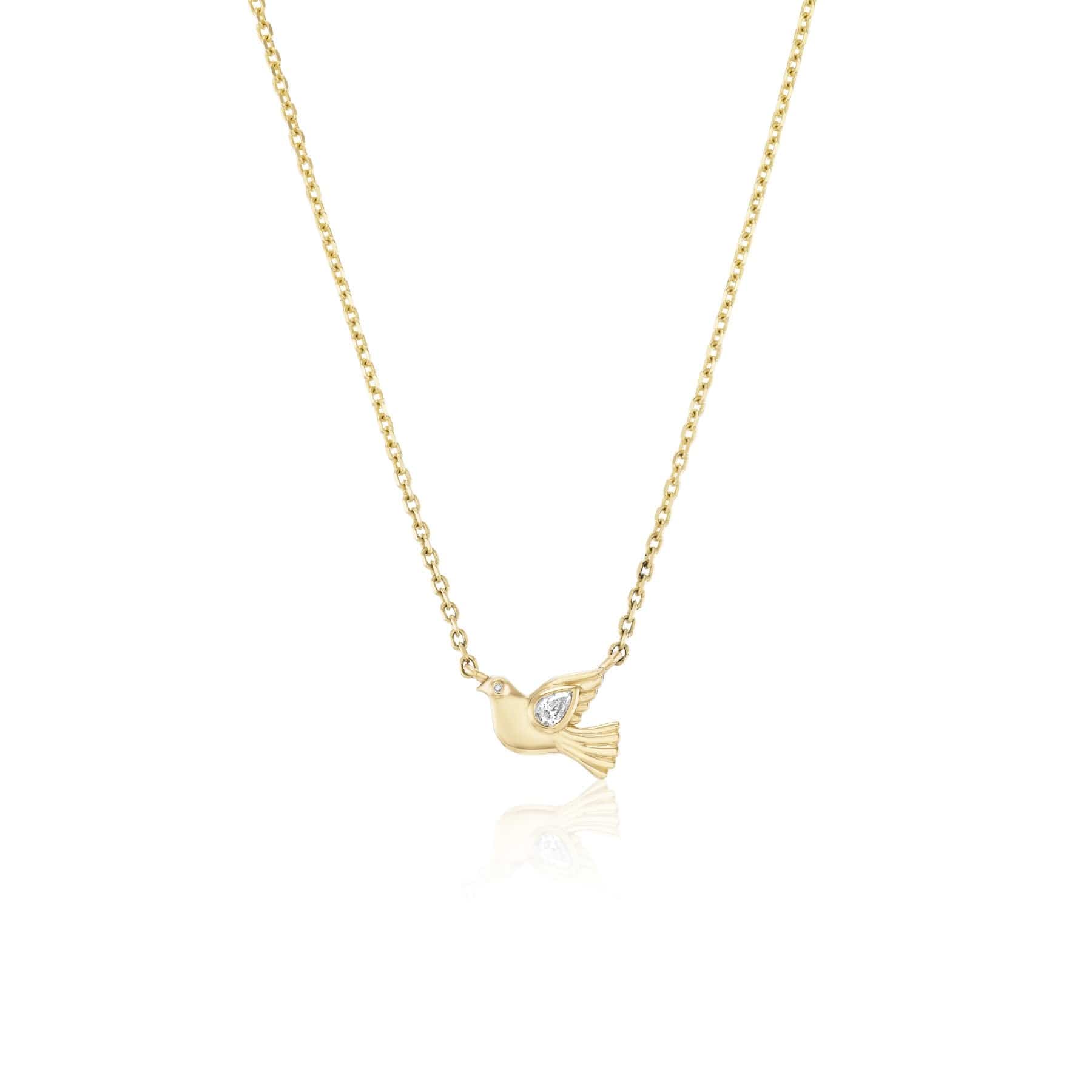 Sorellina 18K Yellow Gold Diamond Dove Necklace