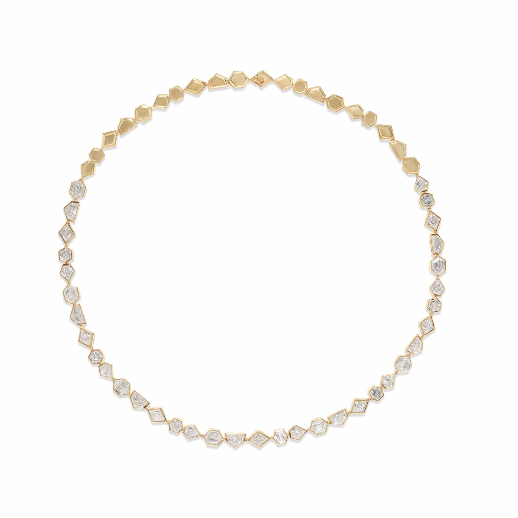 Azlee 18K Yellow Gold 1st Edition Rare Cut Multi Shape Diamond Necklace