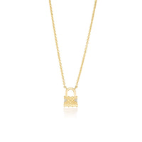 Harwell Godfrey 18K Yellow Gold Diamond Tiny Lock Pendant Necklace