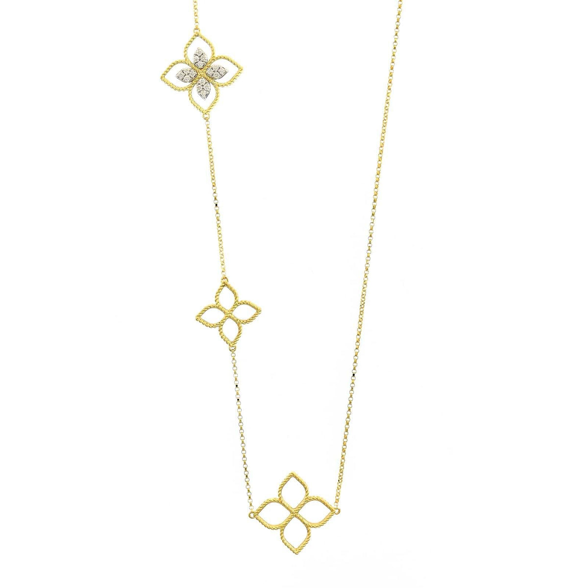 Roberto Coin 18K Yellow Gold Princess Flower Diamond Station