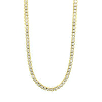 18K Yellow Gold Half Bezel Set Diamond Tennis Necklace