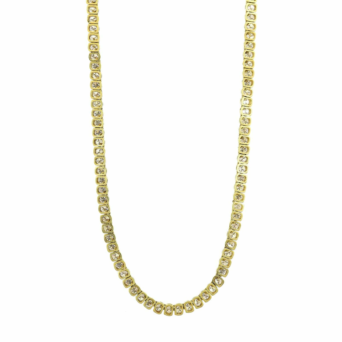 18K Yellow Gold Half Bezel Set Diamond Tennis Necklace