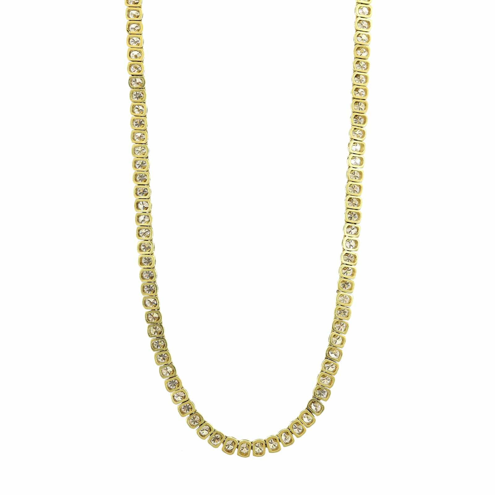 18K Yellow Gold Half Bezel Set Diamond Tennis Necklace