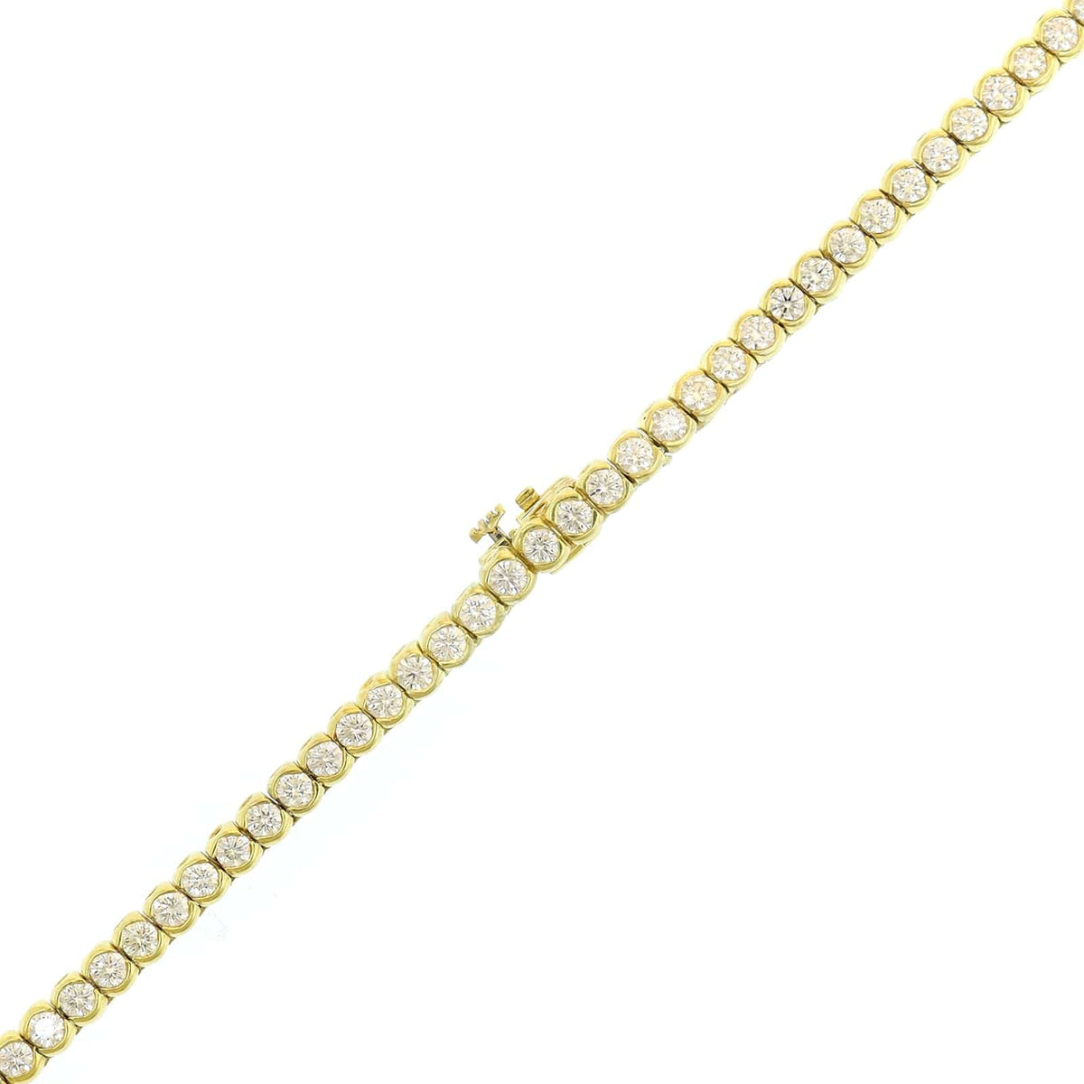 18K Yellow Gold Half Bezel Set Diamond Tennis Necklace