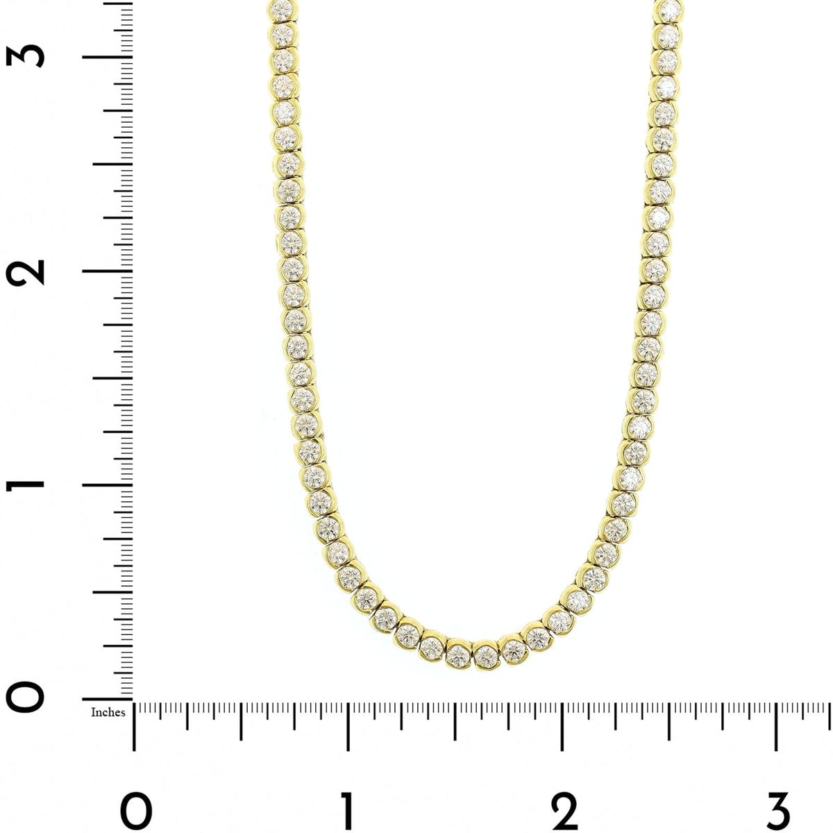 18K Yellow Gold Half Bezel Set Diamond Tennis Necklace