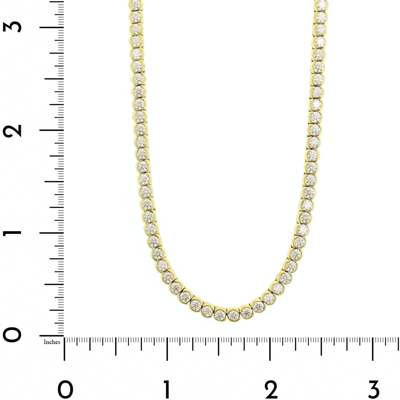 18K Yellow Gold Half Bezel Set Diamond Tennis Necklace