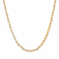 18K Yellow Gold Multi Shaped Diamond Tennis Necklace