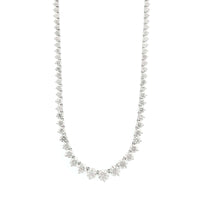 18K White Gold 3 Prong Graduated Round Diamond Tennis Necklace