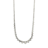 18K White Gold 3 Prong Graduated Round Diamond Tennis Necklace