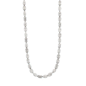 18K White Gold Multi Shaped Diamond Tennis Necklace