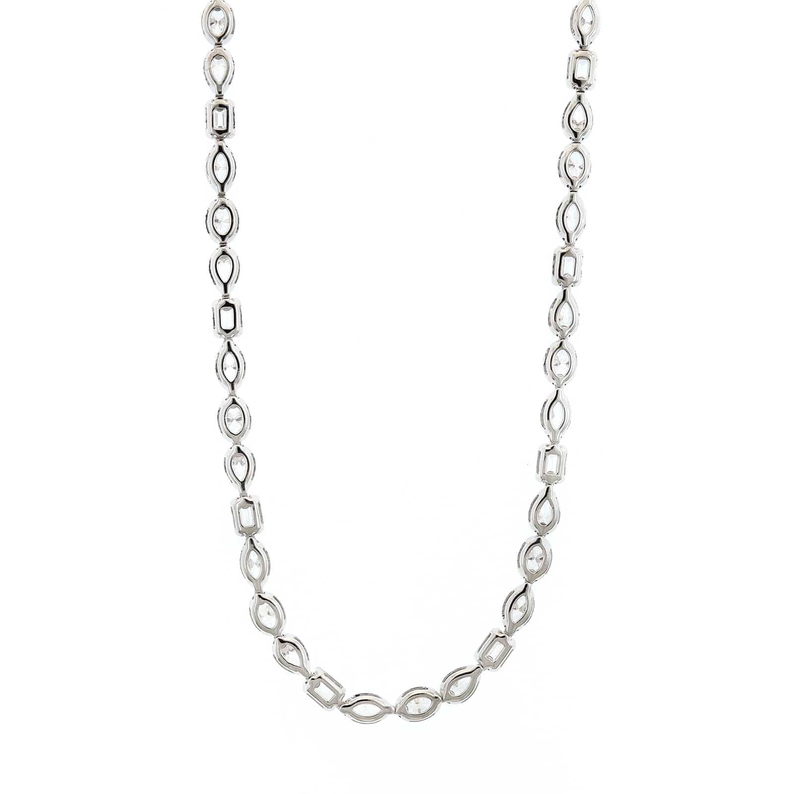 18K White Gold Multi Shaped Diamond Tennis Necklace