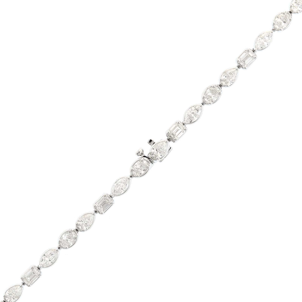 18K White Gold Multi Shaped Diamond Tennis Necklace