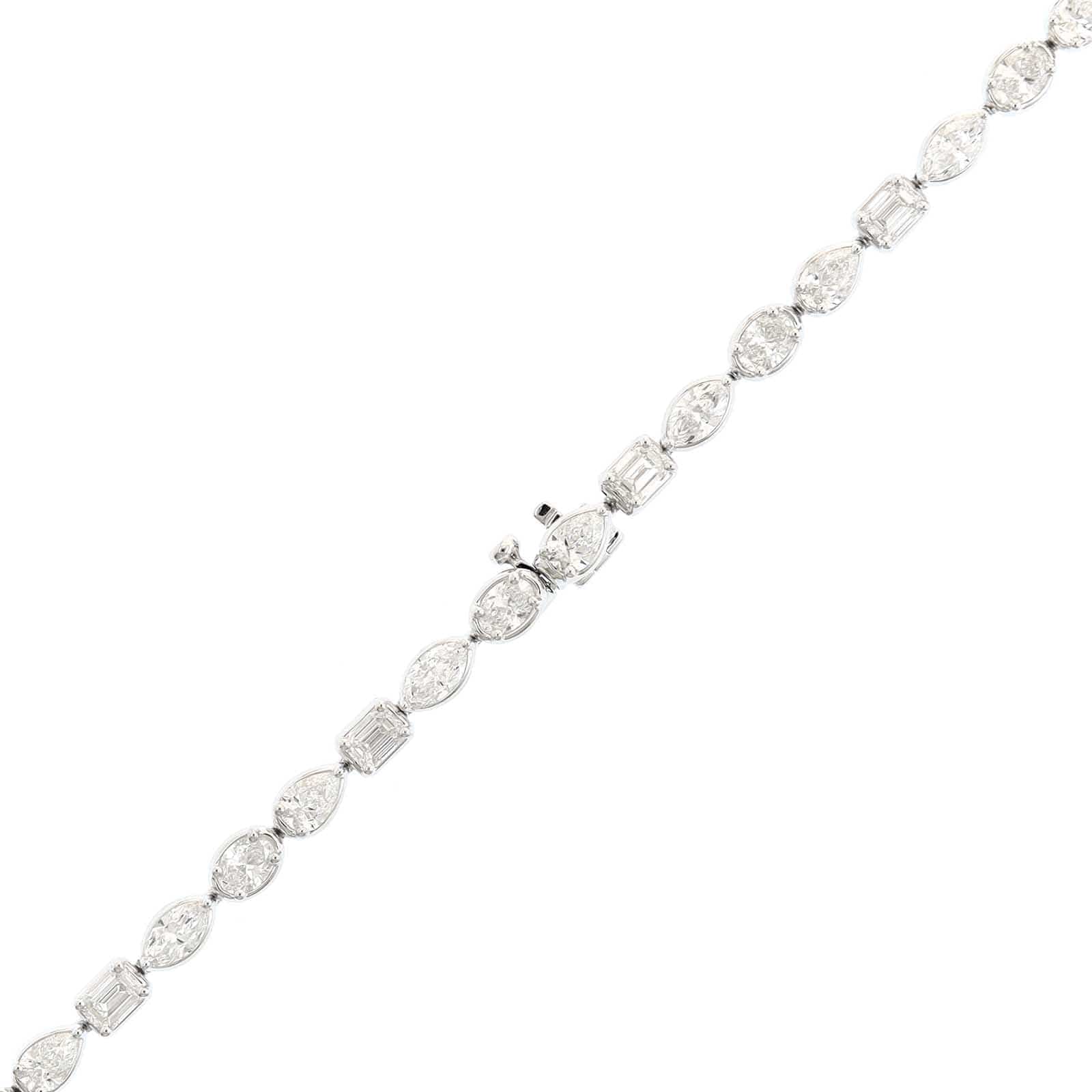 18K White Gold Multi Shaped Diamond Tennis Necklace