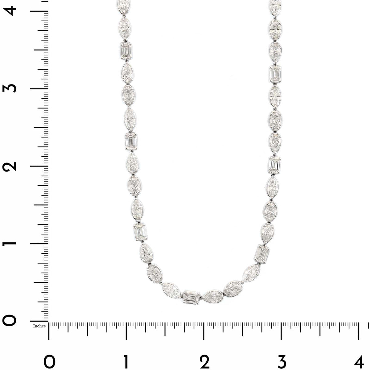 18K White Gold Multi Shaped Diamond Tennis Necklace