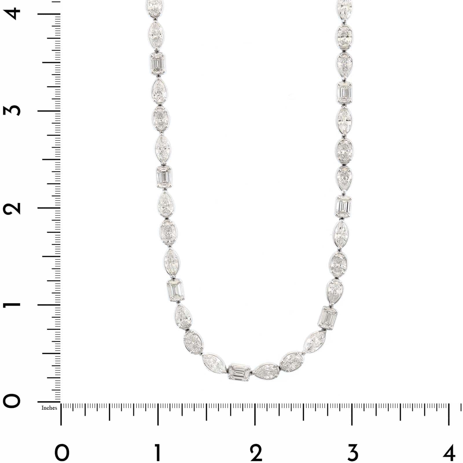 18K White Gold Multi Shaped Diamond Tennis Necklace