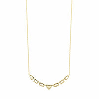18K Yellow Gold Multi Shaped Diamond Curved Bar Necklace