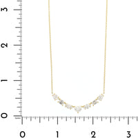 18K Yellow Gold Multi Shaped Diamond Curved Bar Necklace