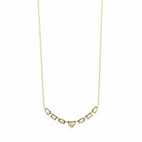 18K Yellow Gold Multi Shaped Diamond Curved Bar Necklace