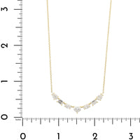 18K Yellow Gold Multi Shaped Diamond Curved Bar Necklace