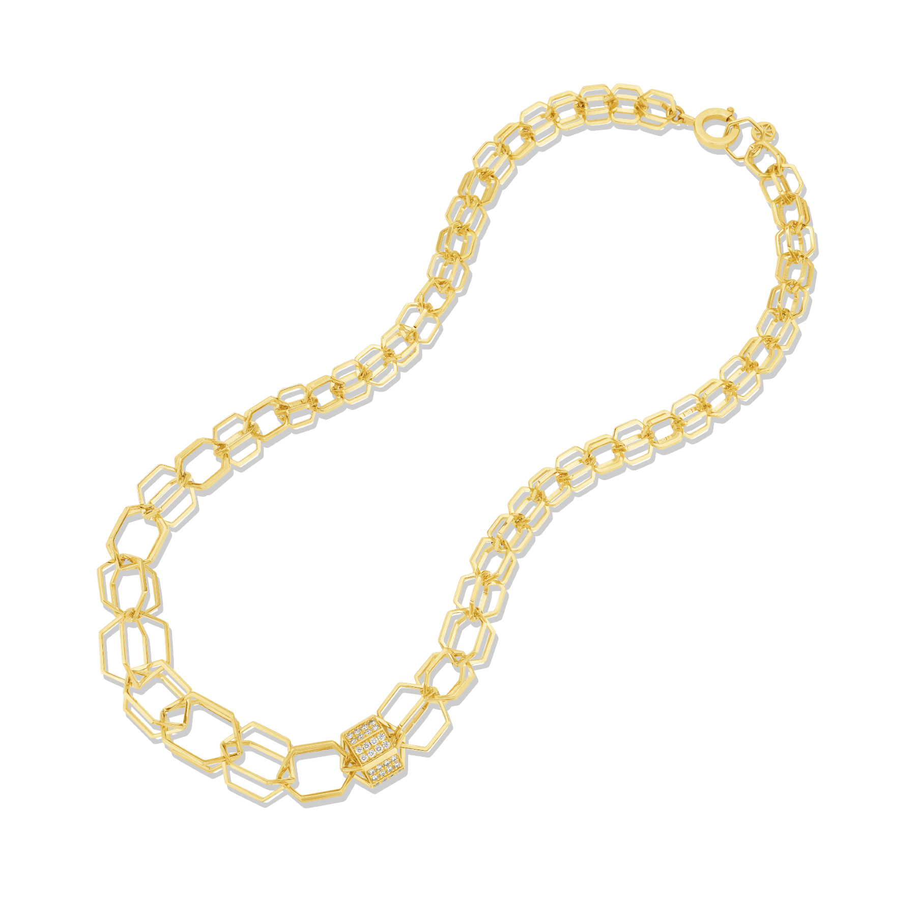 Cadar 18K Yellow Gold Graduated B Home Link Diamond Necklace