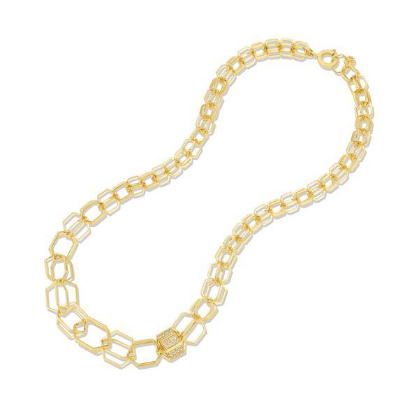 Cadar 18K Yellow Gold Graduated B Home Link Diamond Necklace