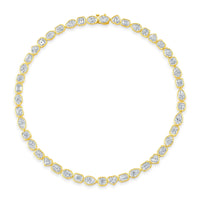 18K Yellow Gold Multi Shaped Diamond Tennis Necklace