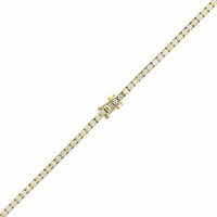14K Yellow Gold Four Prong Diamond Tennis Necklace