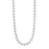 Etho Maria 18K White Gold Alternating Single and Double Pattern Diamond Necklace