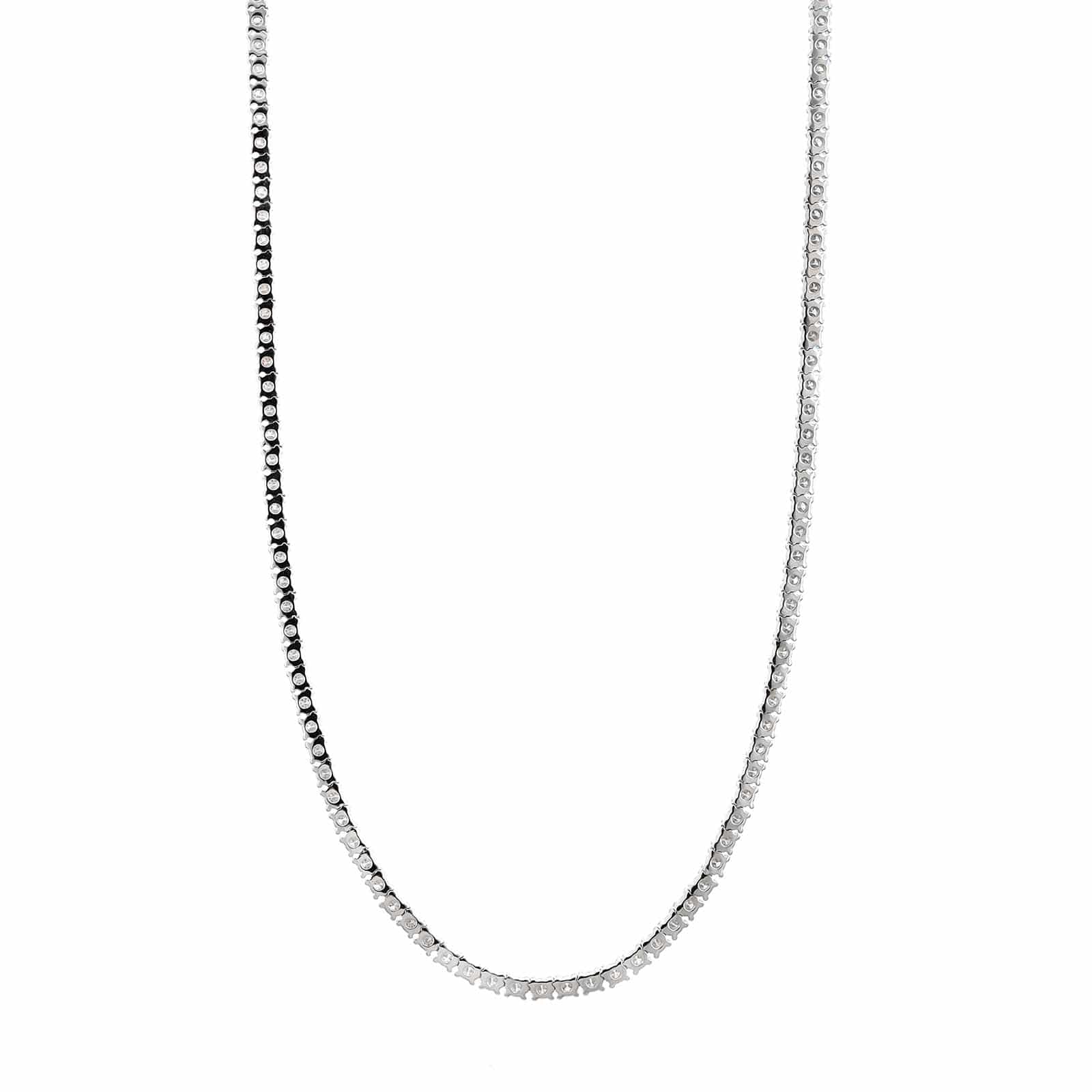 14K White Gold Halfway Around Diamond Tennis Necklace