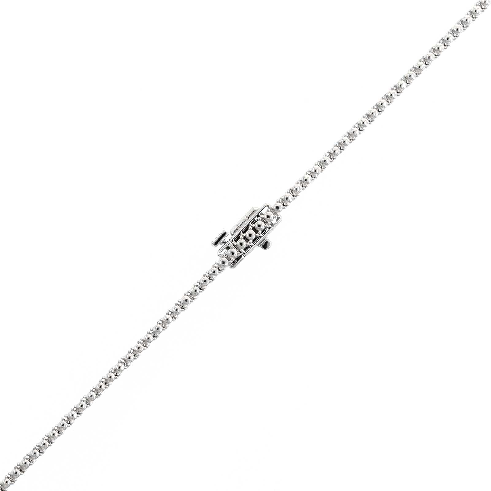 14K White Gold Halfway Around Diamond Tennis Necklace